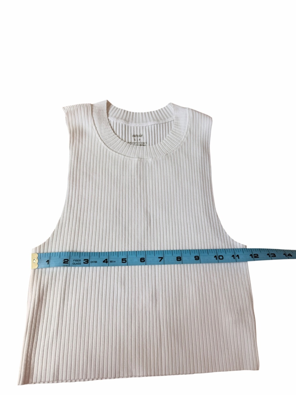 AERIE White Ribbed Rebel Crop Top Tank Sleeveless Muscle Women’s Size Small NWT - Picture 7 of 8